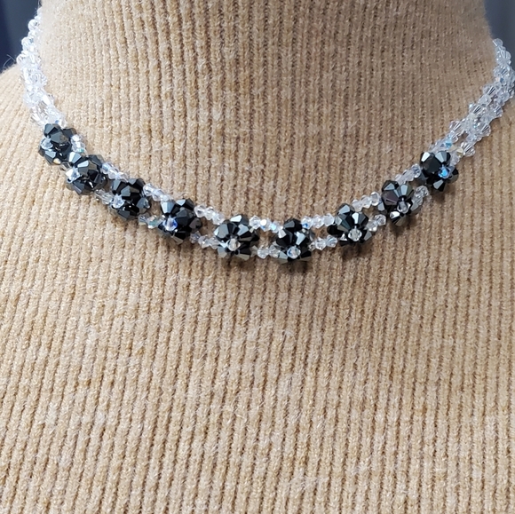 Handmade Jewelry - Handmade AB Coated Crystals Glass Choker Necklace